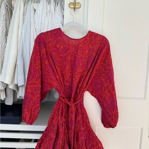 Olivaceous Vibrant Red and Purple Dress